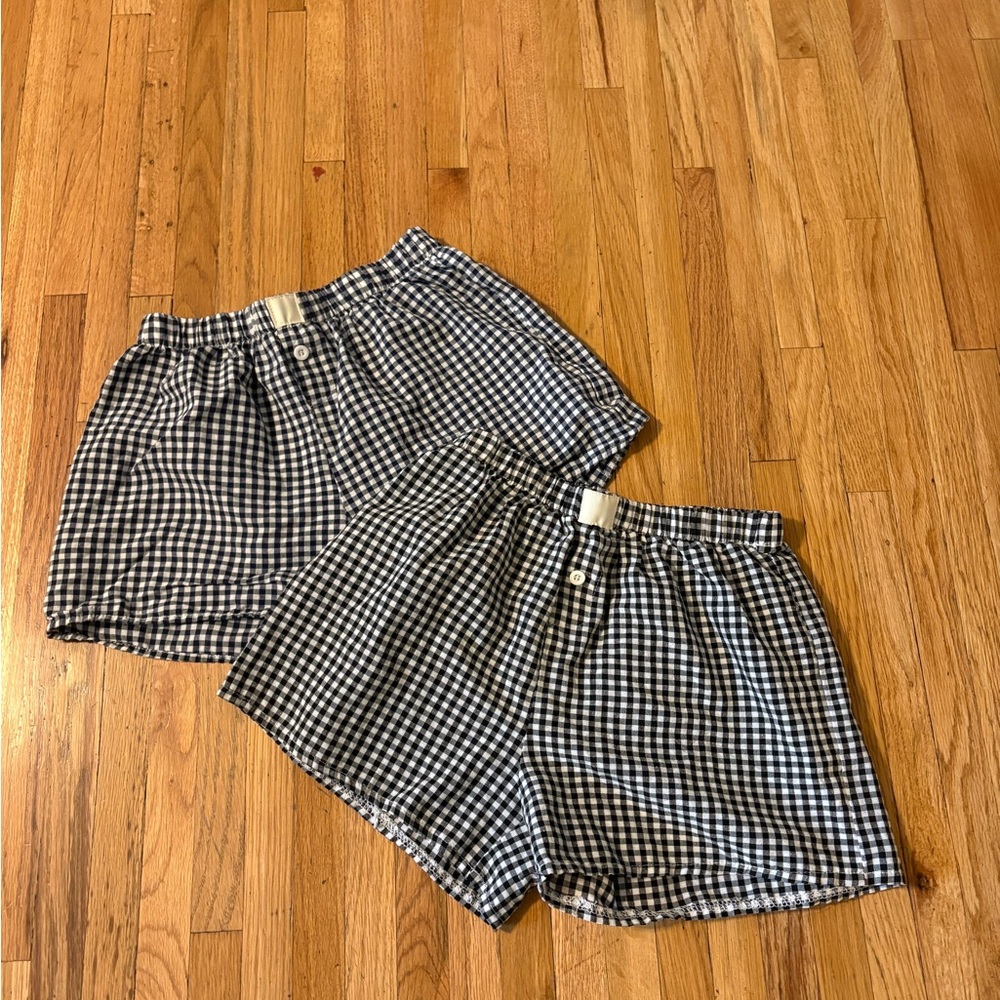 Amazon Women's Black and White and Navy and white Checkered Shorts